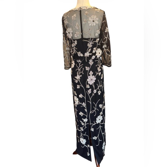 J.S. Collections Elegant Black Floral Embroidered Gown - Picture 3 of 7